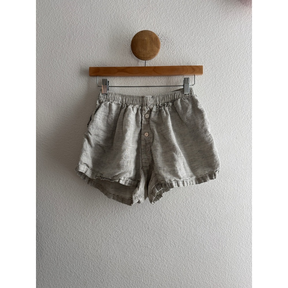 Deiji Studios Striped Linen Boxer Shorts Lounge Sleepwear Size S/M